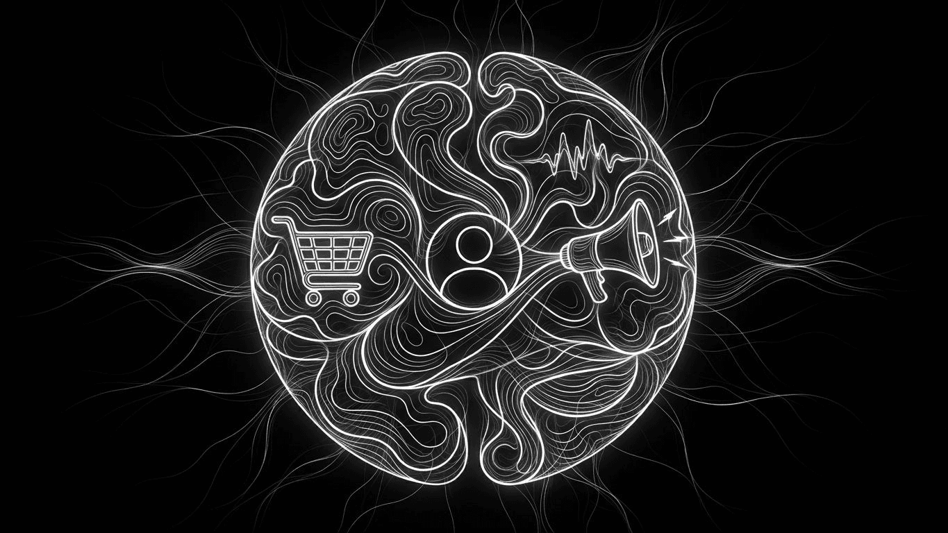 A network of icons representing products, voice, and audience segments connected by glowing digital threads.