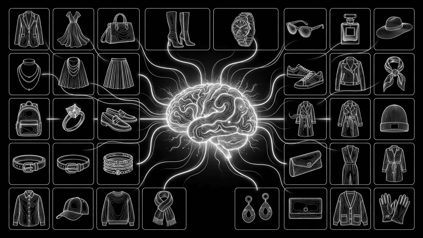 A 30-day calendar grid with various product images connected to a central digital hub.