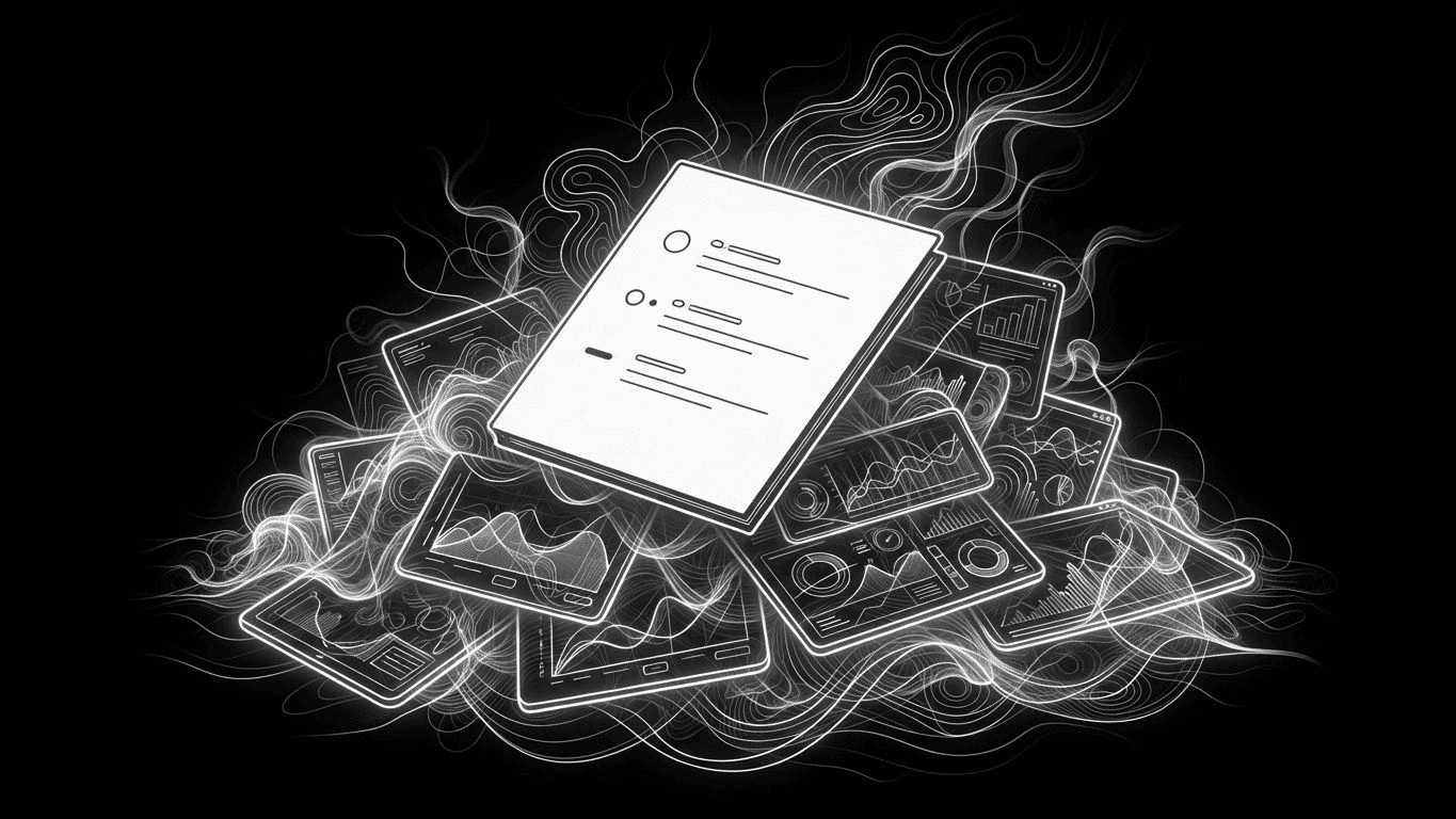 A clean 3-point checklist laying on top of many chaotic digital dashboards.